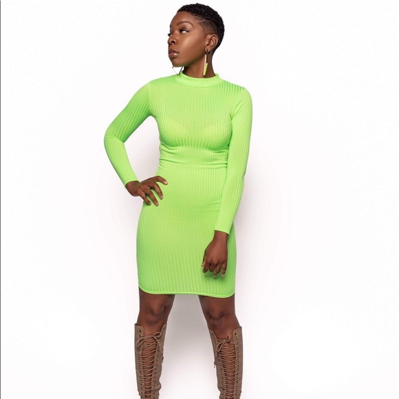 Dresses | Neon Green Ribbed Midi Dress | Poshmark Dresses | Neon Green Ribbed Midi Dress | Poshmark